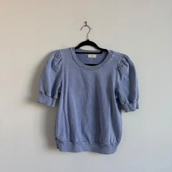 Anthropologie T.la Periwinkle Puff Sleeve Pullover Size Medium - Picture 2 of 8
